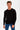 DOUBLE LAYER ROUND NECK MEN'S SWEATER - BLACK