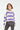 RIBBED KNIT STRIPED SWEATER - ECRU / LILAC